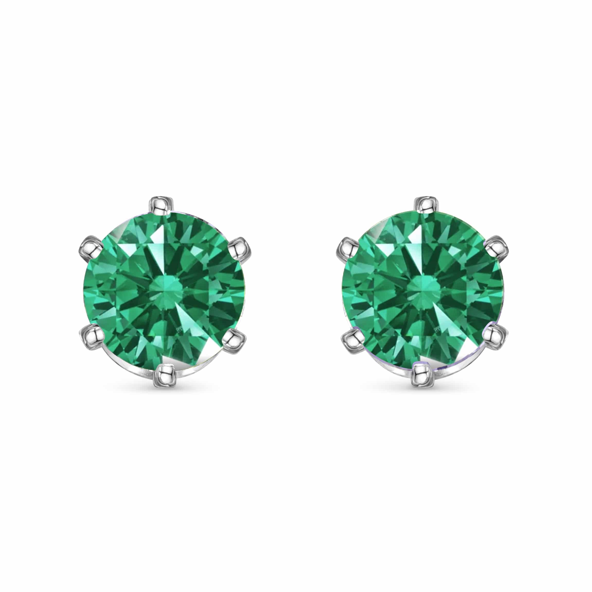 Emerald Swarovski Zirconia in 6 Claw Sterling Silver Setting – Isabella ...